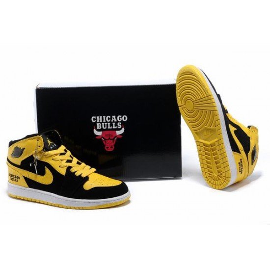 Air Jordan I (1) Retro Black Yellow White-129